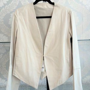 BRUNELLO CUCINELLI Beige Leather Hook Front Blazer/Jacket